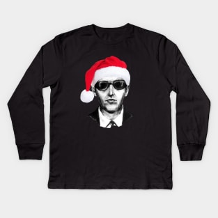 DB Cooper Black and White Police Sketch Christmas Design Kids Long Sleeve T-Shirt